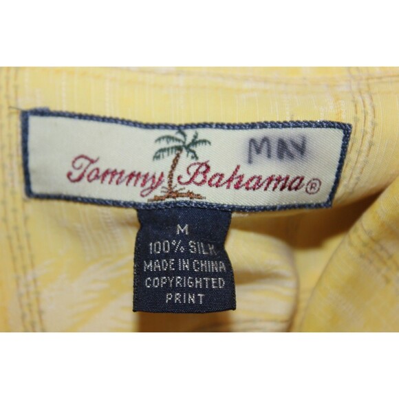 Tommy Bahama Shirt Mens Yellow Silk Floral Hawaiian Button Relax Casual Medium - Picture 8 of 9